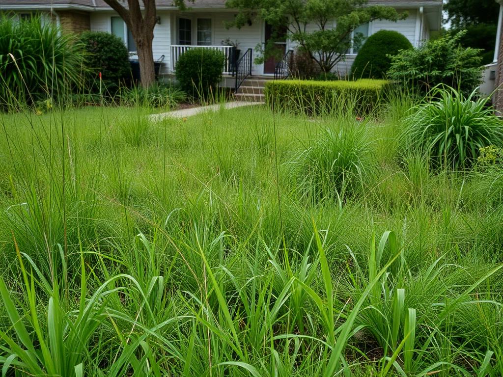 Overgrown lawn before Elite Lawn Rangers service