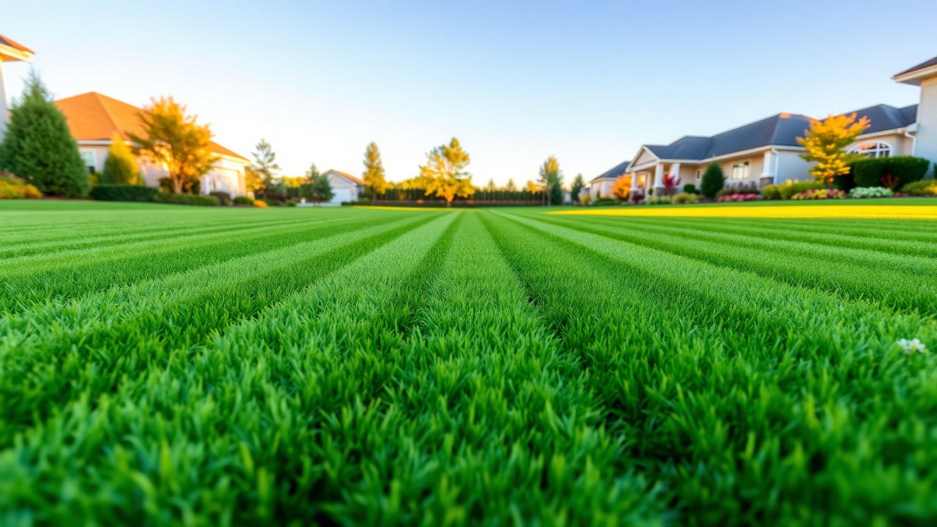 Freshly mowed lawn with crisp stripes in Lancaster, Ohio